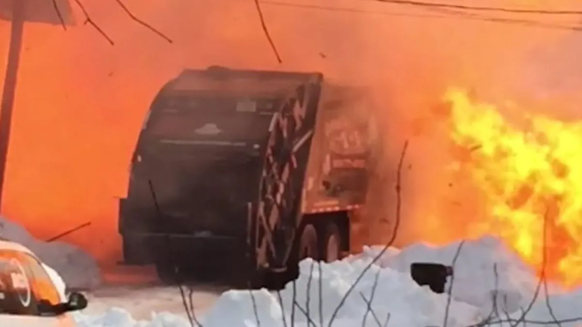 Binman's Near Miss: Explosive Waste Incident Caught on Camera